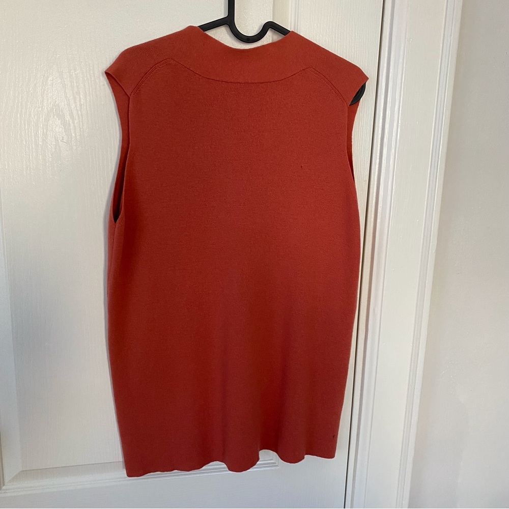 Eileen Fisher Coral Rust Orange V-neck Italian Yarn Wool Sweater Top Size 1X - Picture 5 of 11
